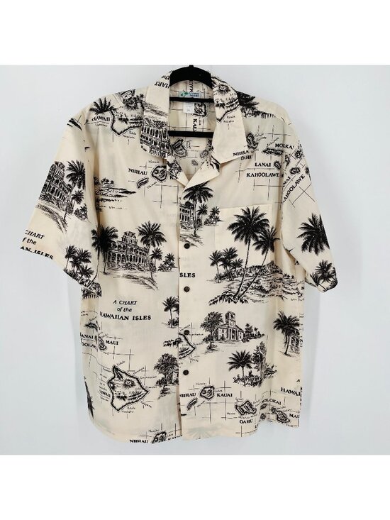 CT Hawaii Fashions Other - Hawiian Island Button Down Mens Short Sleeve Shirt  Size XL Map